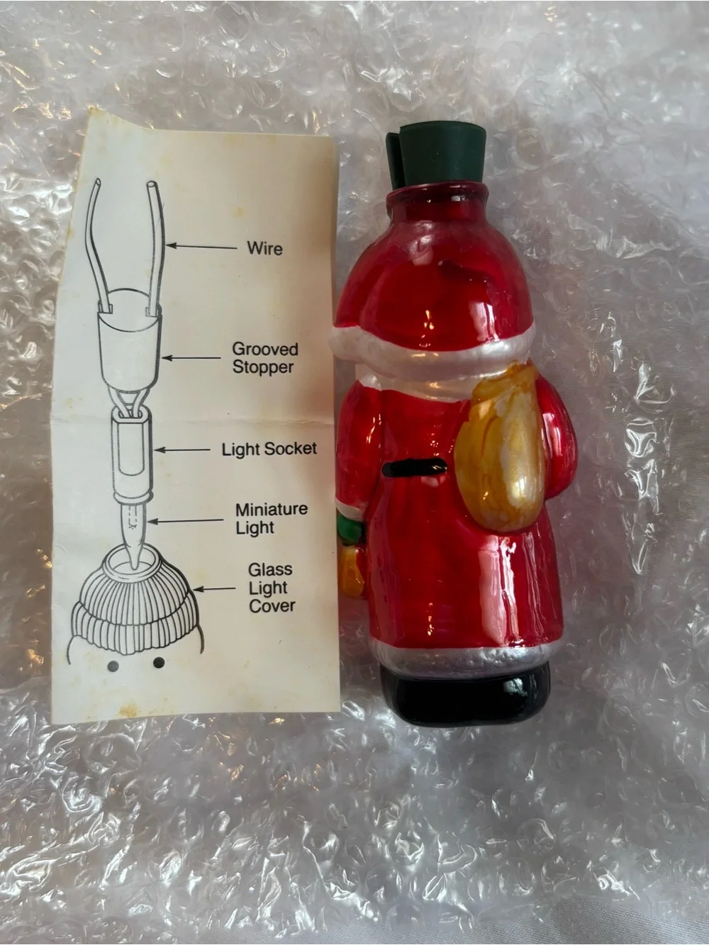 Vintage Avon Red Santa Claus Molded Glass Light Cover/ Ornament